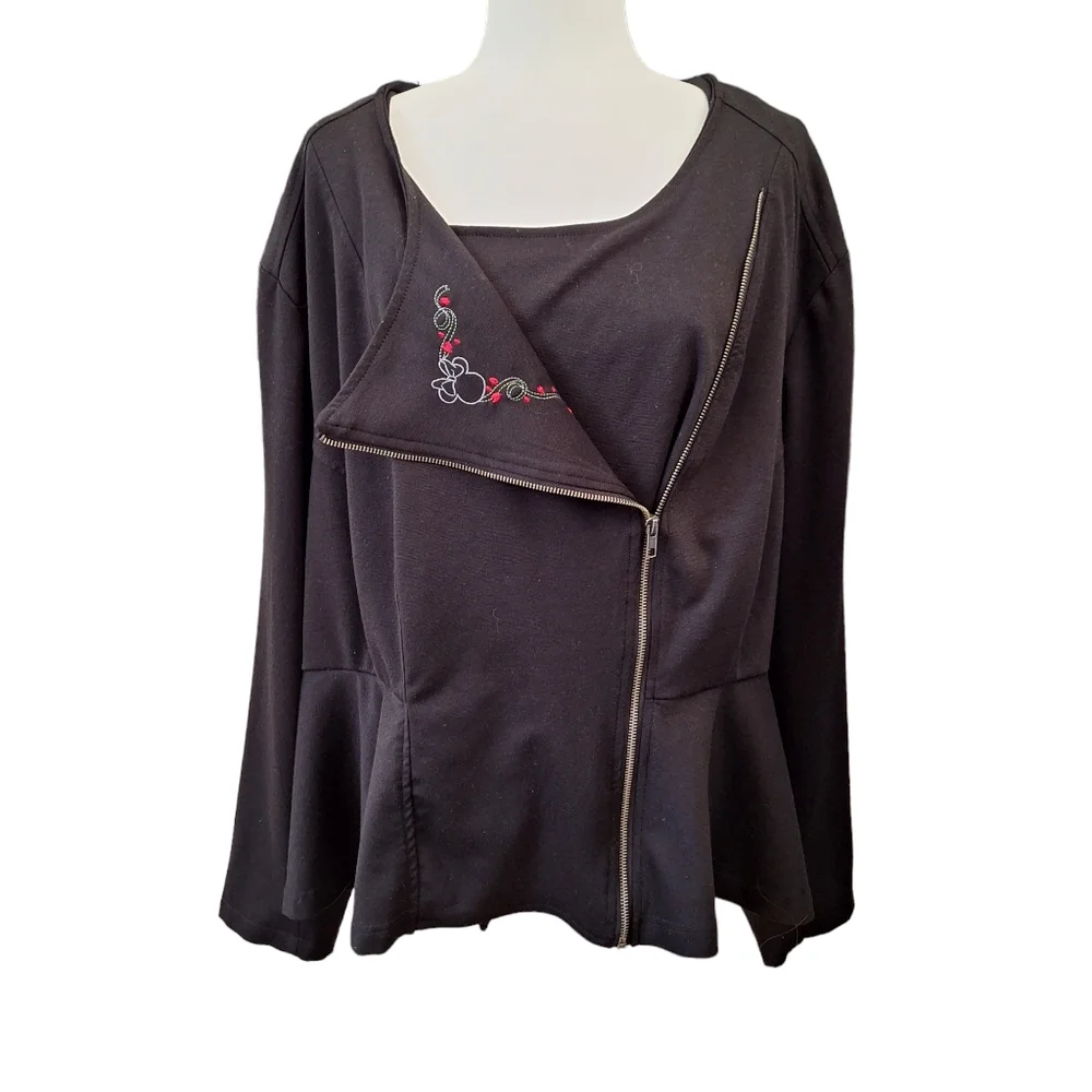 Torrid Disney Collection Minnie Mouse Black Peplum Moto Knit Jacket Plus Sz5 5X - Picture 3 of 11